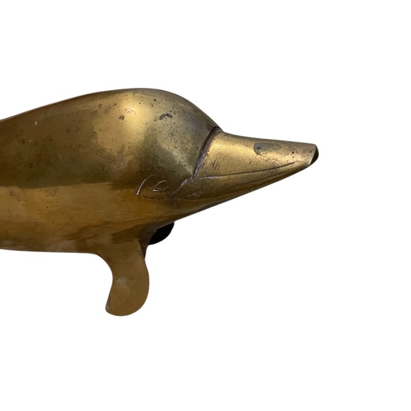 Vintage Mid Century Modern Solid Brass Dolphin Figurine, - Picture 4 of 10